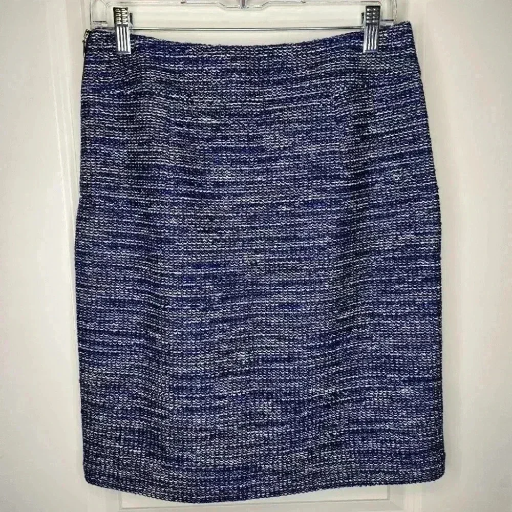 Banana Republic Navy Tweed Pencil Skirt Size 6 Lined Career Classic Capsule NWT